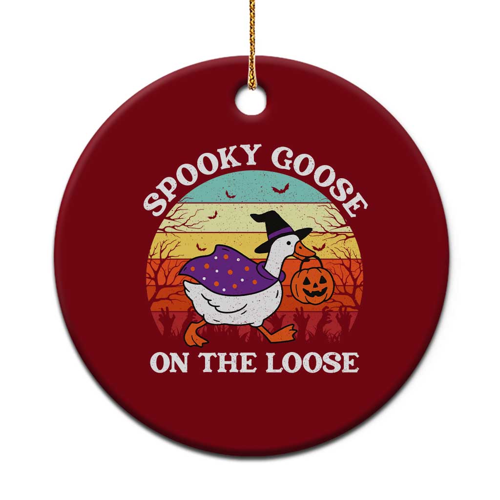Witchy Silly Goose Ceramic Ornament Retro Girly Halloween Spooky Goose Lover - Wonder Print Shop