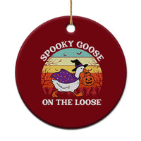 Witchy Silly Goose Ceramic Ornament Retro Girly Halloween Spooky Goose Lover - Wonder Print Shop