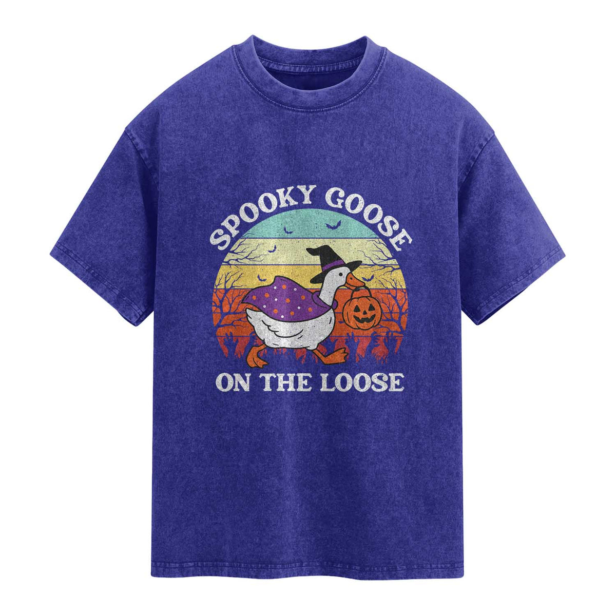 Witchy Silly Goose Washed Cotton T-Shirt Retro Girly Halloween Spooky Goose Lover
