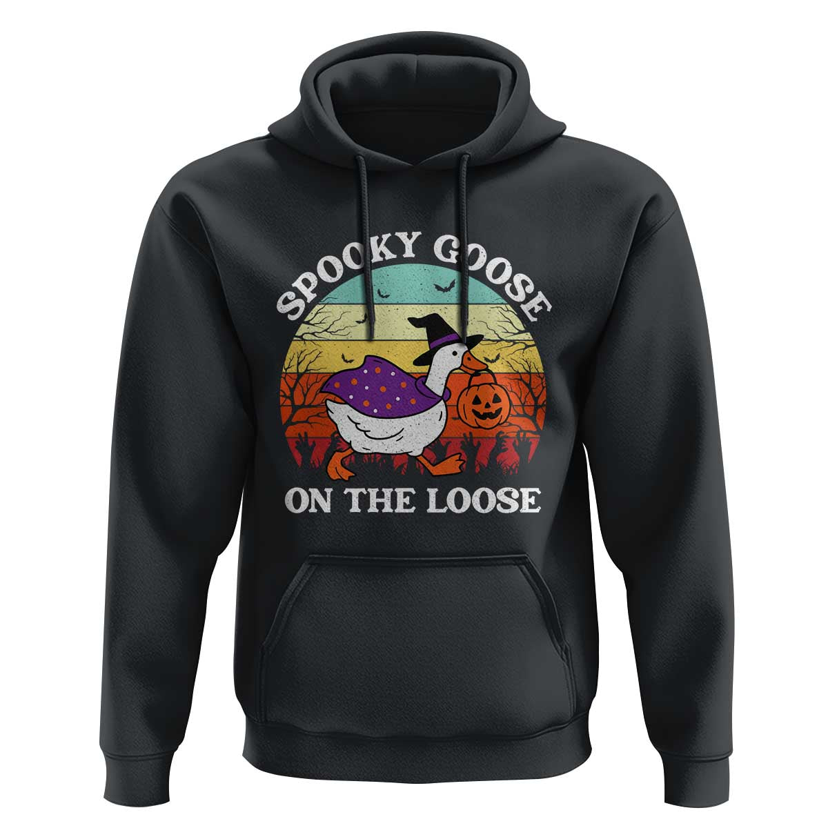 Witchy Silly Goose Hoodie Retro Girly Halloween Spooky Goose Lover - Wonder Print Shop