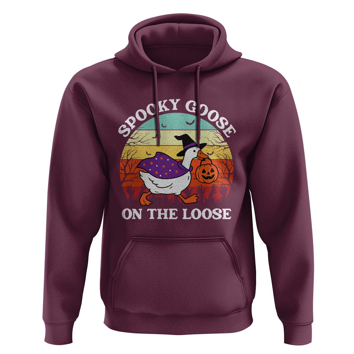 Witchy Silly Goose Hoodie Retro Girly Halloween Spooky Goose Lover - Wonder Print Shop