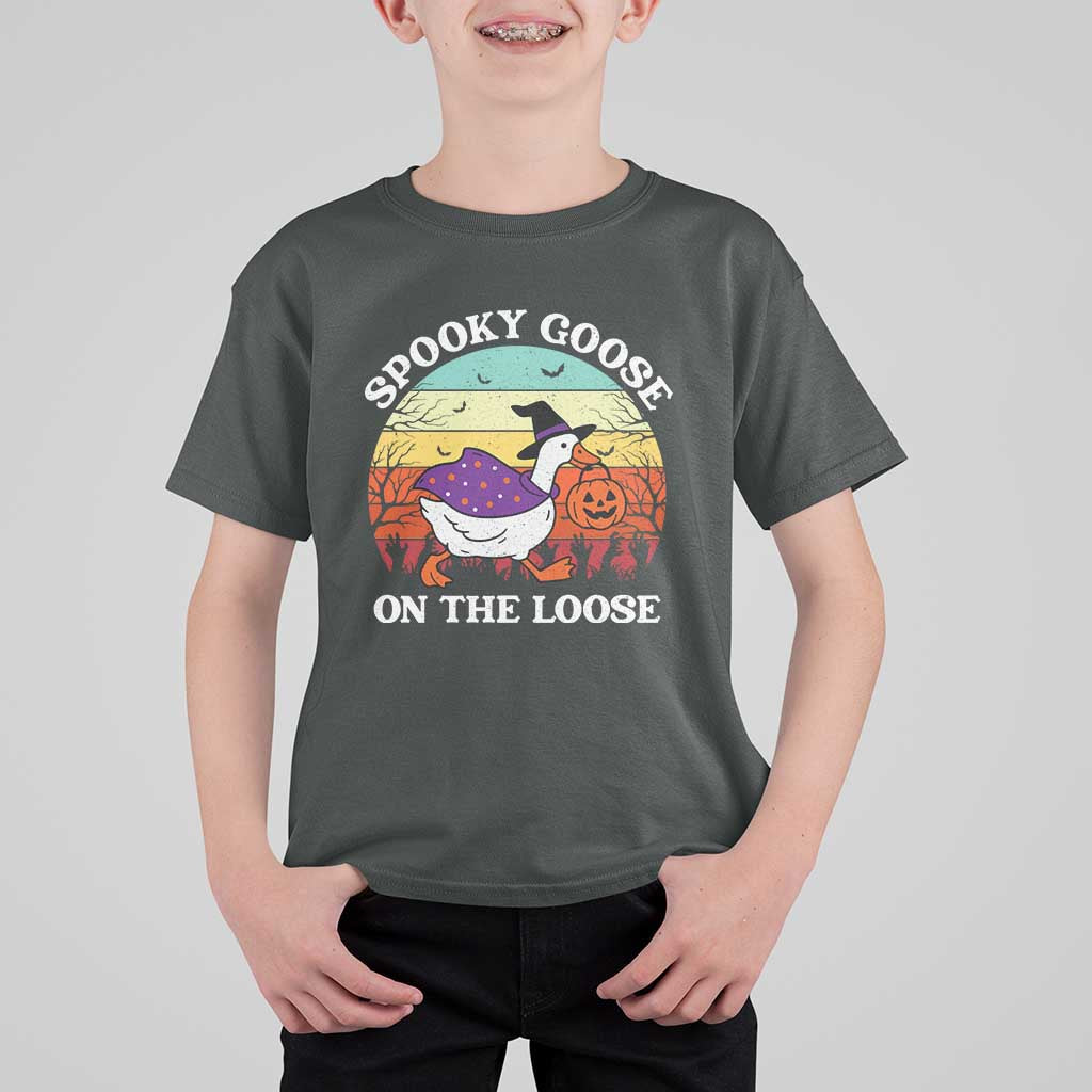 Witchy Silly Goose T Shirt For Kid Retro Girly Halloween Spooky Goose Lover - Wonder Print Shop