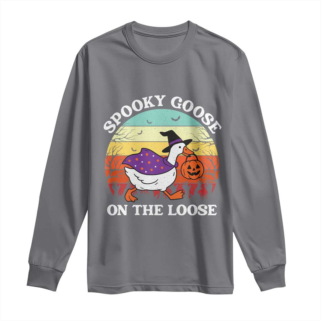 Witchy Silly Goose Long Sleeve Shirt Retro Girly Halloween Spooky Goose Lover - Wonder Print Shop
