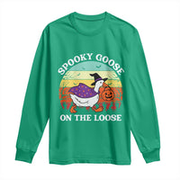 Witchy Silly Goose Long Sleeve Shirt Retro Girly Halloween Spooky Goose Lover - Wonder Print Shop