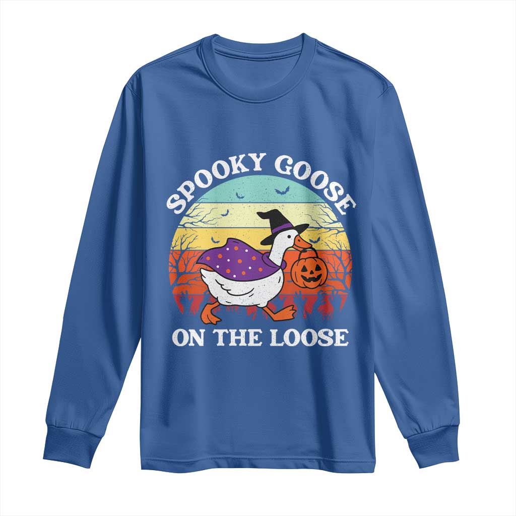 Witchy Silly Goose Long Sleeve Shirt Retro Girly Halloween Spooky Goose Lover - Wonder Print Shop