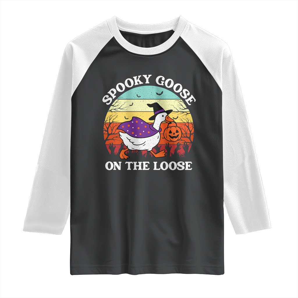 Witchy Silly Goose Raglan Shirt Retro Girly Halloween Spooky Goose Lover - Wonder Print Shop