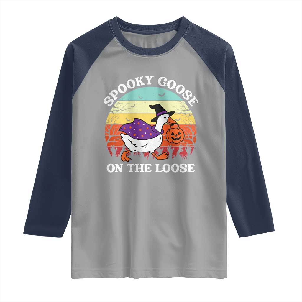 Witchy Silly Goose Raglan Shirt Retro Girly Halloween Spooky Goose Lover - Wonder Print Shop
