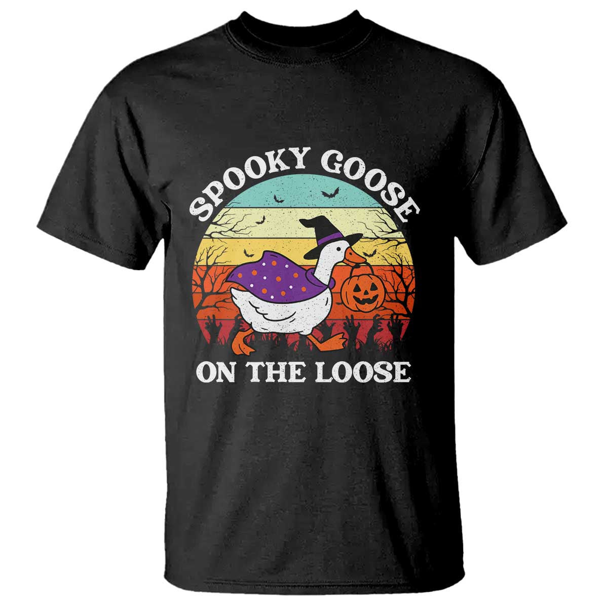 Witchy Silly Goose T Shirt Retro Girly Halloween Spooky Goose Lover - Wonder Print Shop