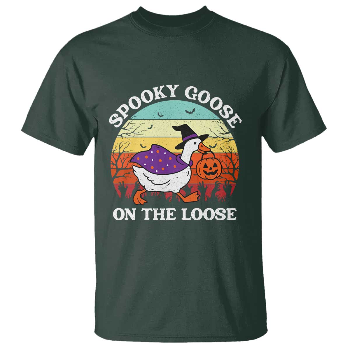 Witchy Silly Goose T Shirt Retro Girly Halloween Spooky Goose Lover - Wonder Print Shop