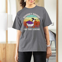 Witchy Silly Goose T Shirt For Women Retro Girly Halloween Spooky Goose Lover - Wonder Print Shop