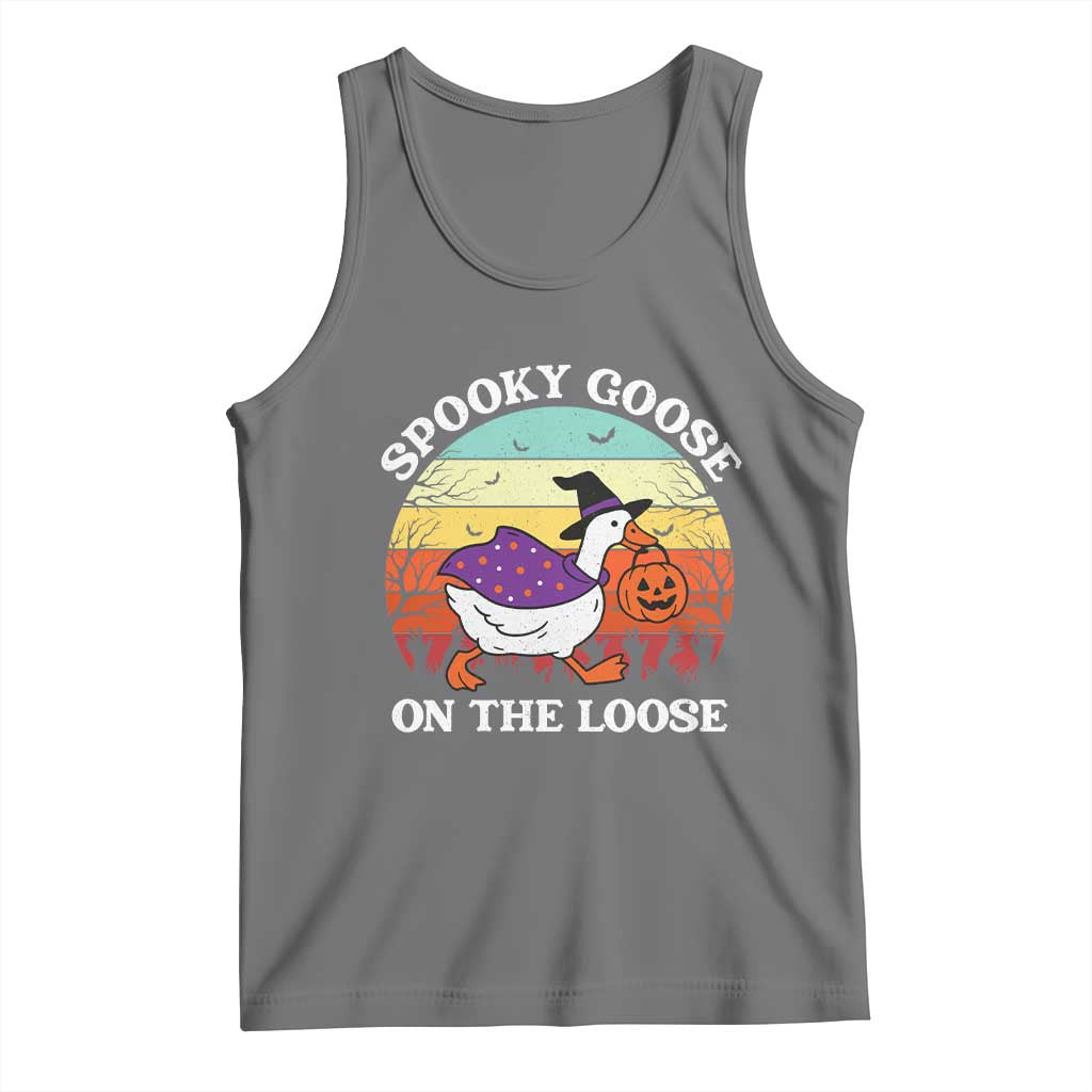Witchy Silly Goose Tank Top Retro Girly Halloween Spooky Goose Lover - Wonder Print Shop