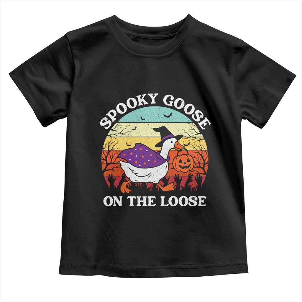 Witchy Silly Goose Toddler T Shirt Retro Girly Halloween Spooky Goose Lover - Wonder Print Shop