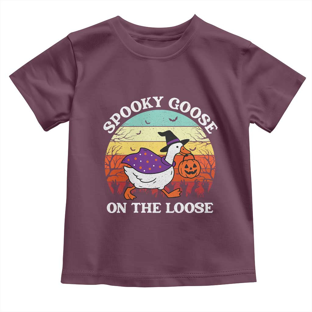 Witchy Silly Goose Toddler T Shirt Retro Girly Halloween Spooky Goose Lover - Wonder Print Shop
