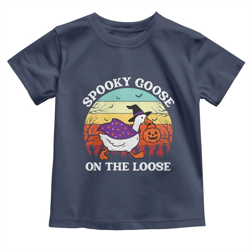 Witchy Silly Goose Toddler T Shirt Retro Girly Halloween Spooky Goose Lover - Wonder Print Shop