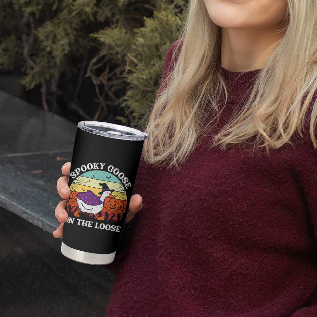 Witchy Silly Goose Tumbler Cup Retro Girly Halloween Spooky Goose Lover - Wonder Print Shop