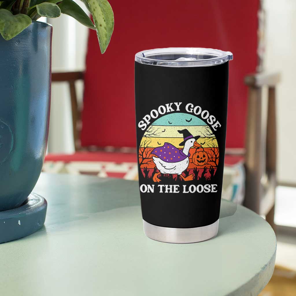 Witchy Silly Goose Tumbler Cup Retro Girly Halloween Spooky Goose Lover - Wonder Print Shop
