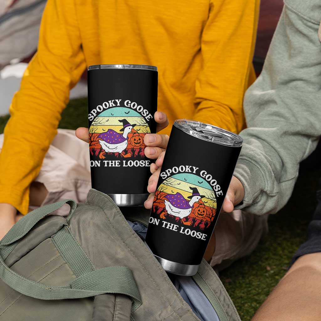 Witchy Silly Goose Tumbler Cup Retro Girly Halloween Spooky Goose Lover - Wonder Print Shop