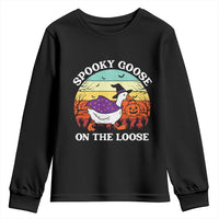 Witchy Silly Goose Youth Sweatshirt Retro Girly Halloween Spooky Goose Lover - Wonder Print Shop