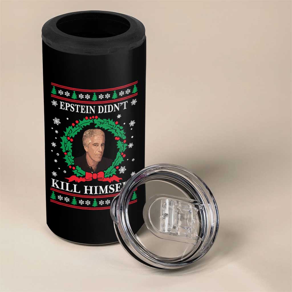 Funny Ugly Christmas 4 in 1 Can Cooler Tumbler Epstein Didnt Kill Himself - Wonder Print Shop