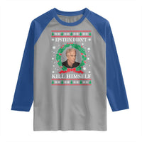 Funny Ugly Christmas Raglan Shirt Epstein Didnt Kill Himself - Wonder Print Shop