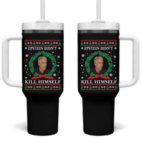 Funny Ugly Christmas Tumbler With Handle Epstein Didnt Kill Himself - Wonder Print Shop