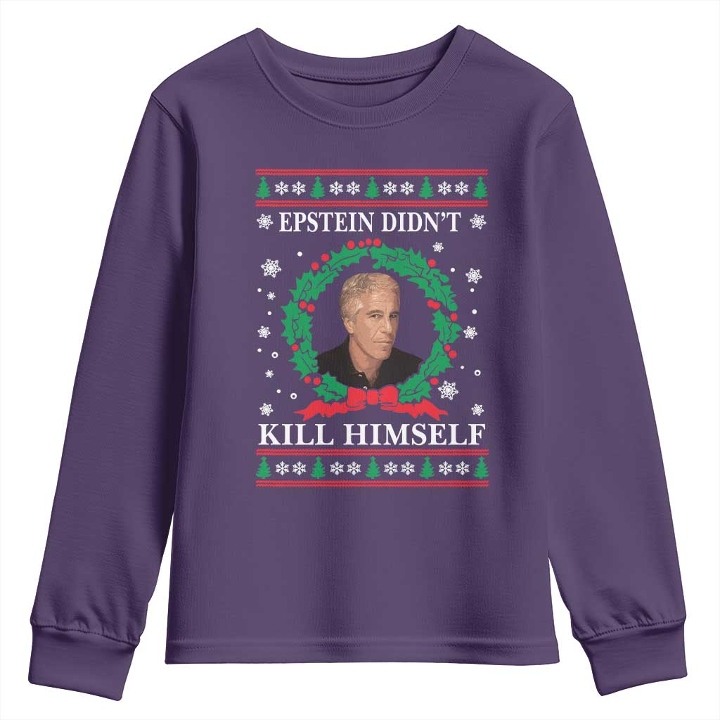 Funny Ugly Christmas Youth Sweatshirt Epstein Didnt Kill Himself - Wonder Print Shop