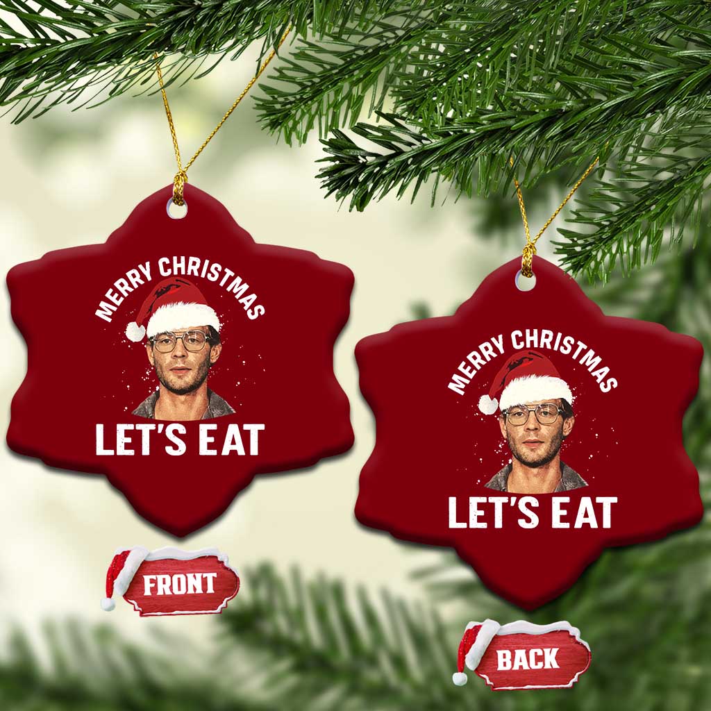 True Crime Ugly Christmas Ceramic Ornament Funny Jeffrey Dahmer Merry Xmas Lets Eat - Wonder Print Shop