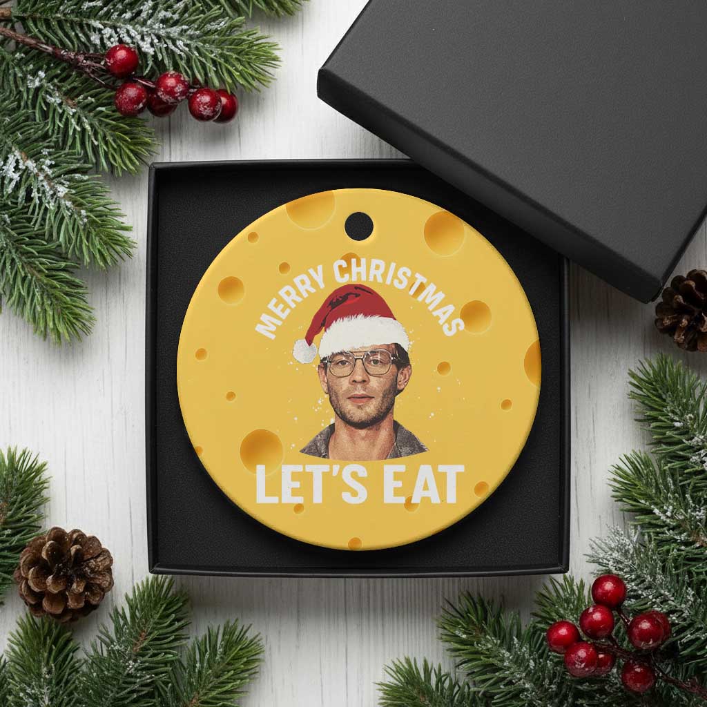 True Crime Ugly Christmas Ceramic Ornament Funny Jeffrey Dahmer Merry Xmas Lets Eat - Wonder Print Shop
