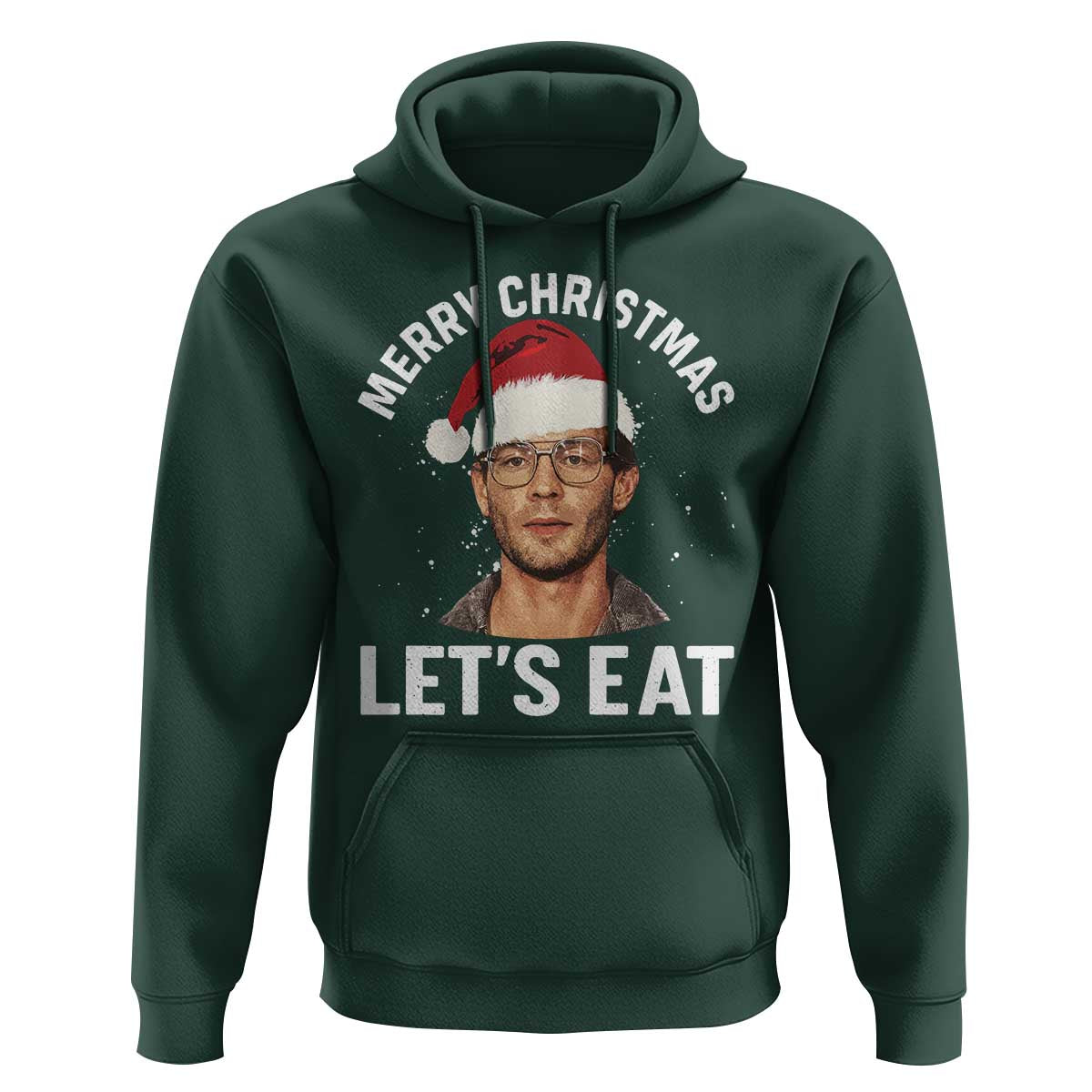 True Crime Ugly Christmas Hoodie Funny Jeffrey Dahmer Merry Xmas Lets Eat - Wonder Print Shop