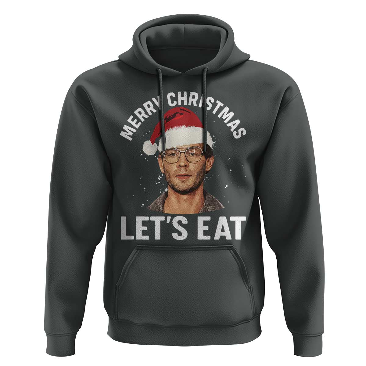 True Crime Ugly Christmas Hoodie Funny Jeffrey Dahmer Merry Xmas Lets Eat - Wonder Print Shop