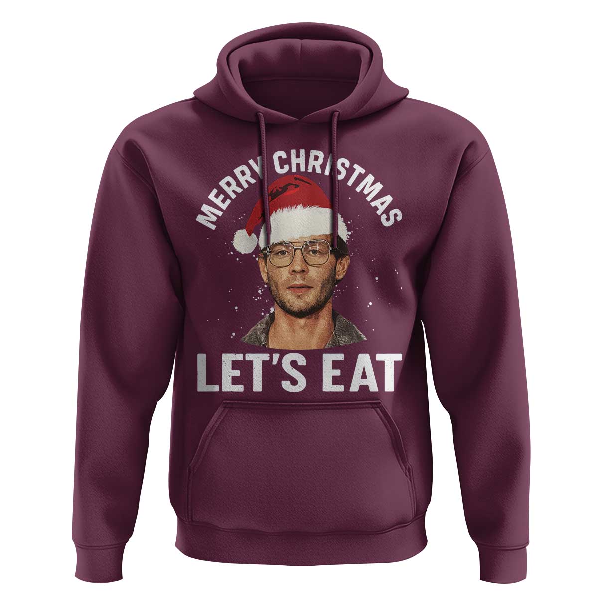 True Crime Ugly Christmas Hoodie Funny Jeffrey Dahmer Merry Xmas Lets Eat - Wonder Print Shop