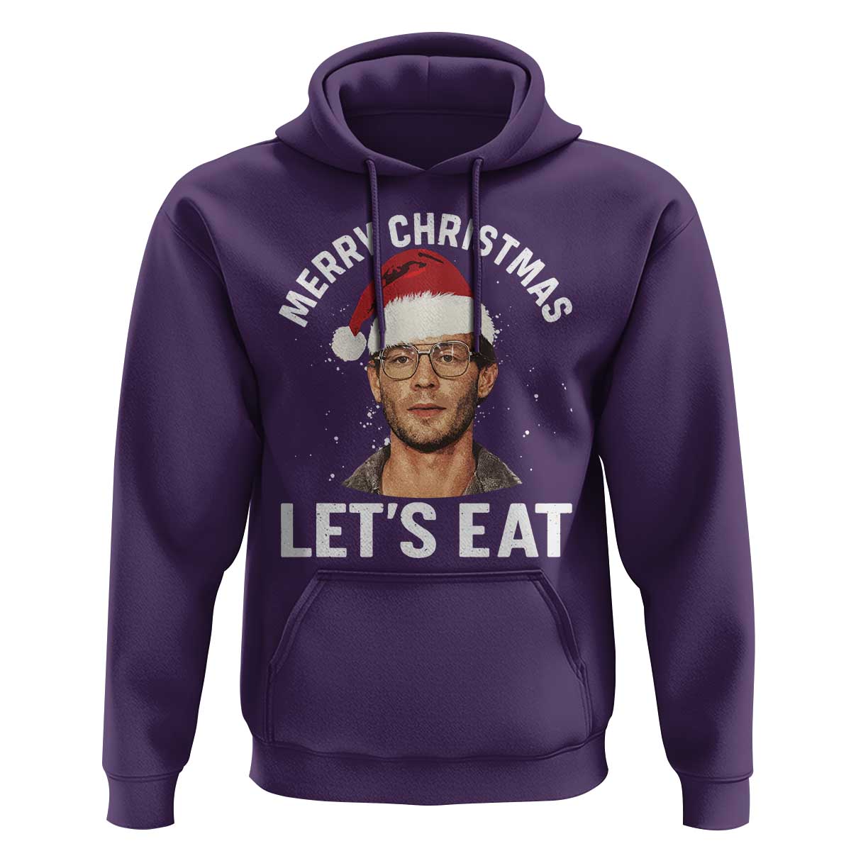True Crime Ugly Christmas Hoodie Funny Jeffrey Dahmer Merry Xmas Lets Eat - Wonder Print Shop