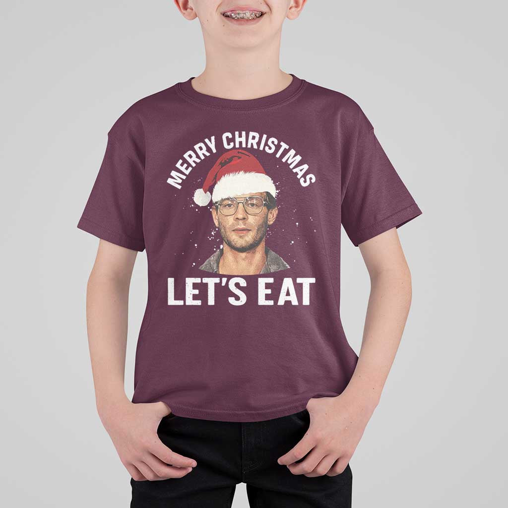 True Crime Ugly Christmas T Shirt For Kid Funny Jeffrey Dahmer Merry Xmas Lets Eat - Wonder Print Shop