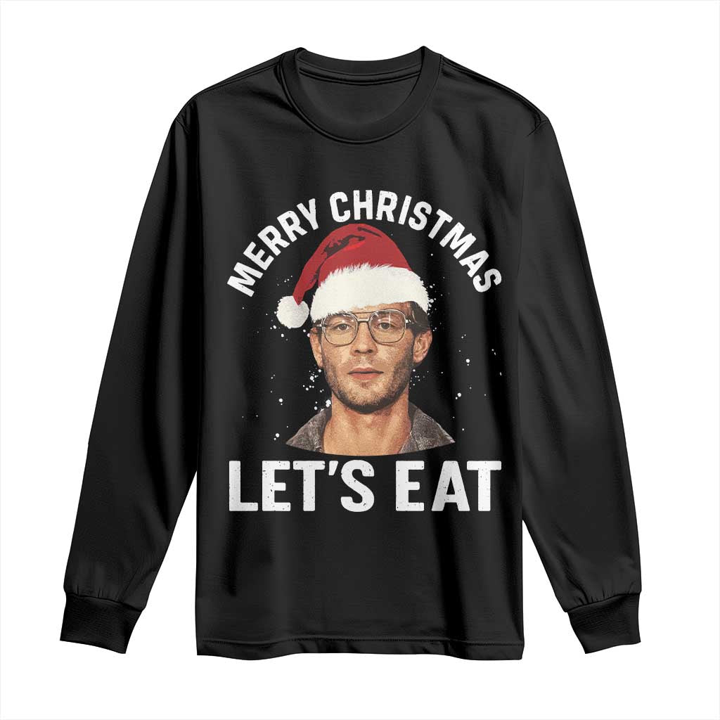 True Crime Ugly Christmas Long Sleeve Shirt Funny Jeffrey Dahmer Merry Xmas Lets Eat - Wonder Print Shop