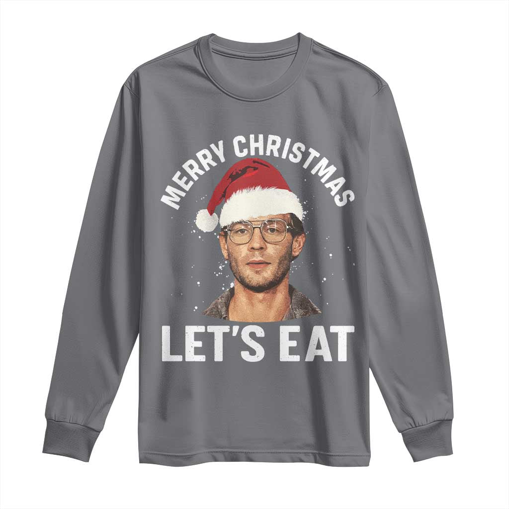 True Crime Ugly Christmas Long Sleeve Shirt Funny Jeffrey Dahmer Merry Xmas Lets Eat - Wonder Print Shop