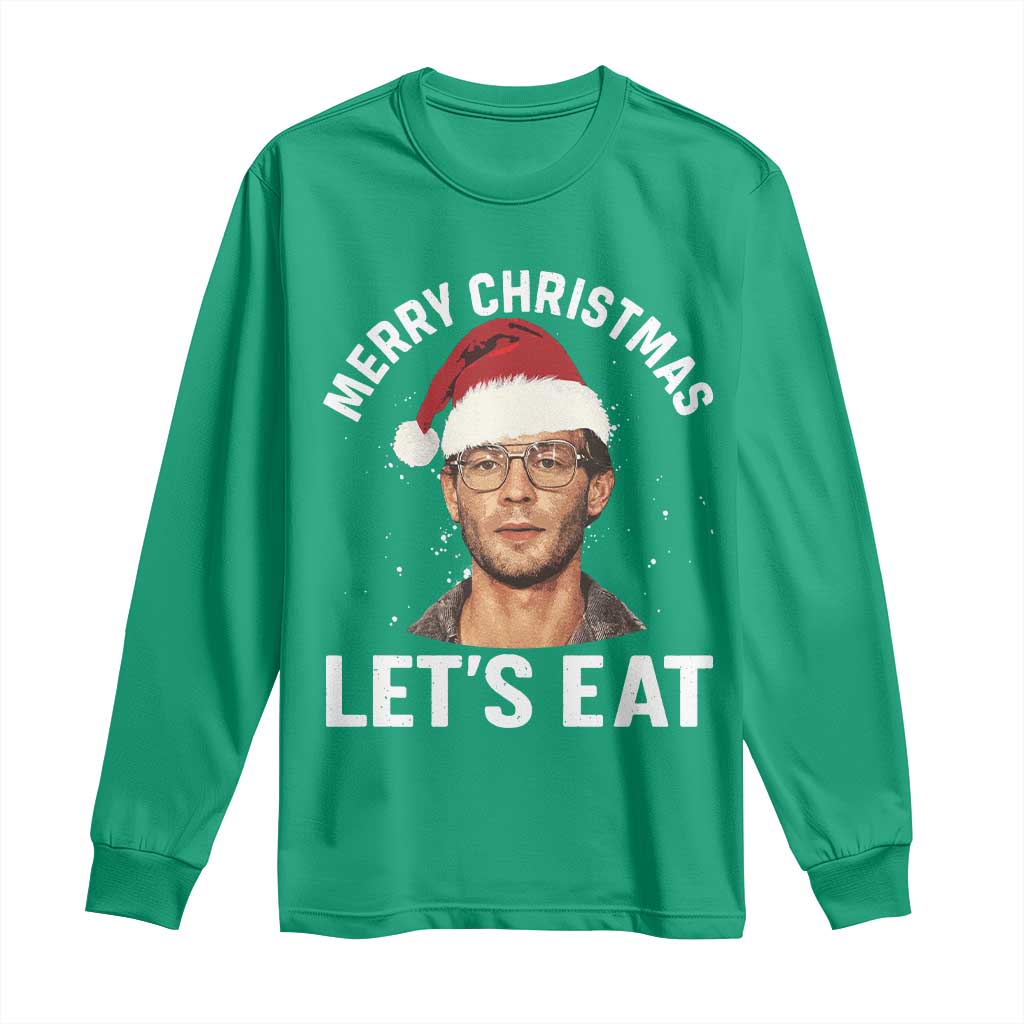 True Crime Ugly Christmas Long Sleeve Shirt Funny Jeffrey Dahmer Merry Xmas Lets Eat - Wonder Print Shop