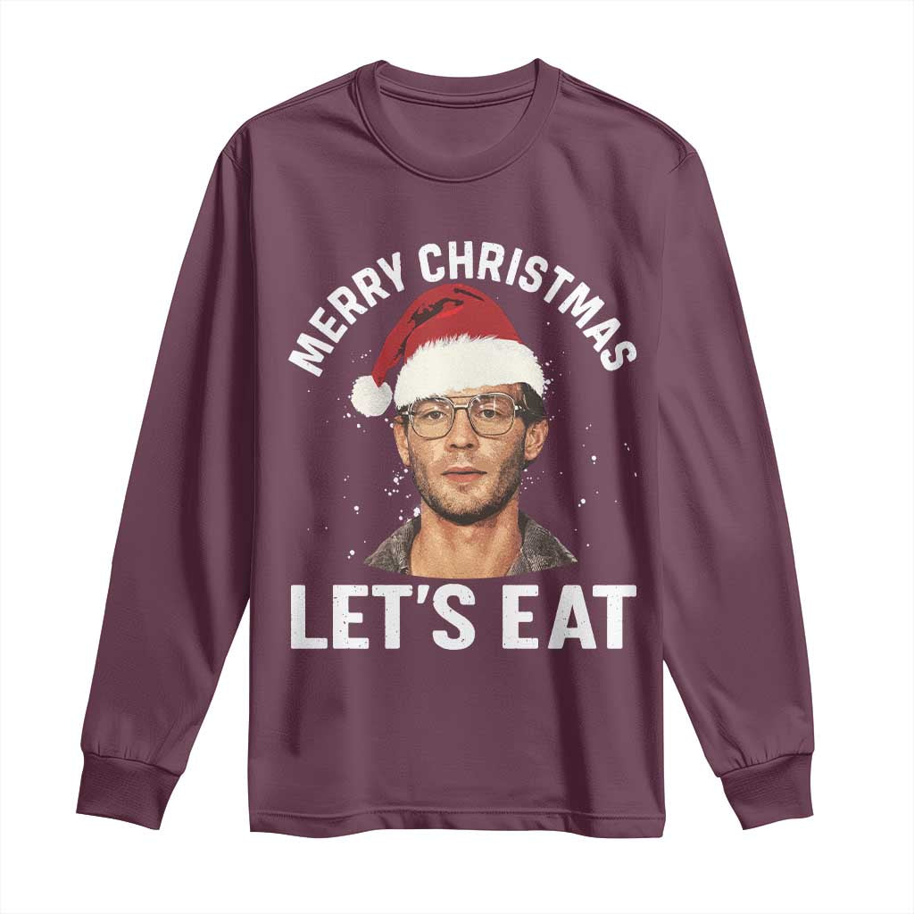 True Crime Ugly Christmas Long Sleeve Shirt Funny Jeffrey Dahmer Merry Xmas Lets Eat - Wonder Print Shop