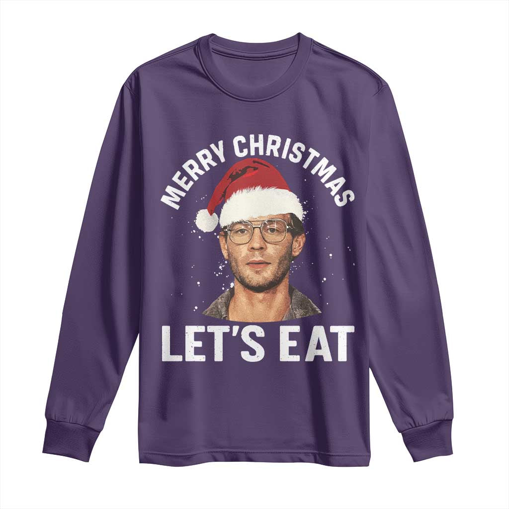 True Crime Ugly Christmas Long Sleeve Shirt Funny Jeffrey Dahmer Merry Xmas Lets Eat - Wonder Print Shop