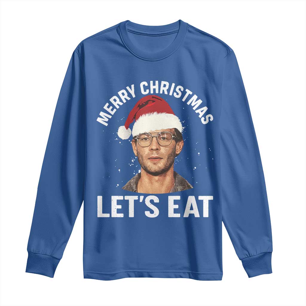 True Crime Ugly Christmas Long Sleeve Shirt Funny Jeffrey Dahmer Merry Xmas Lets Eat - Wonder Print Shop