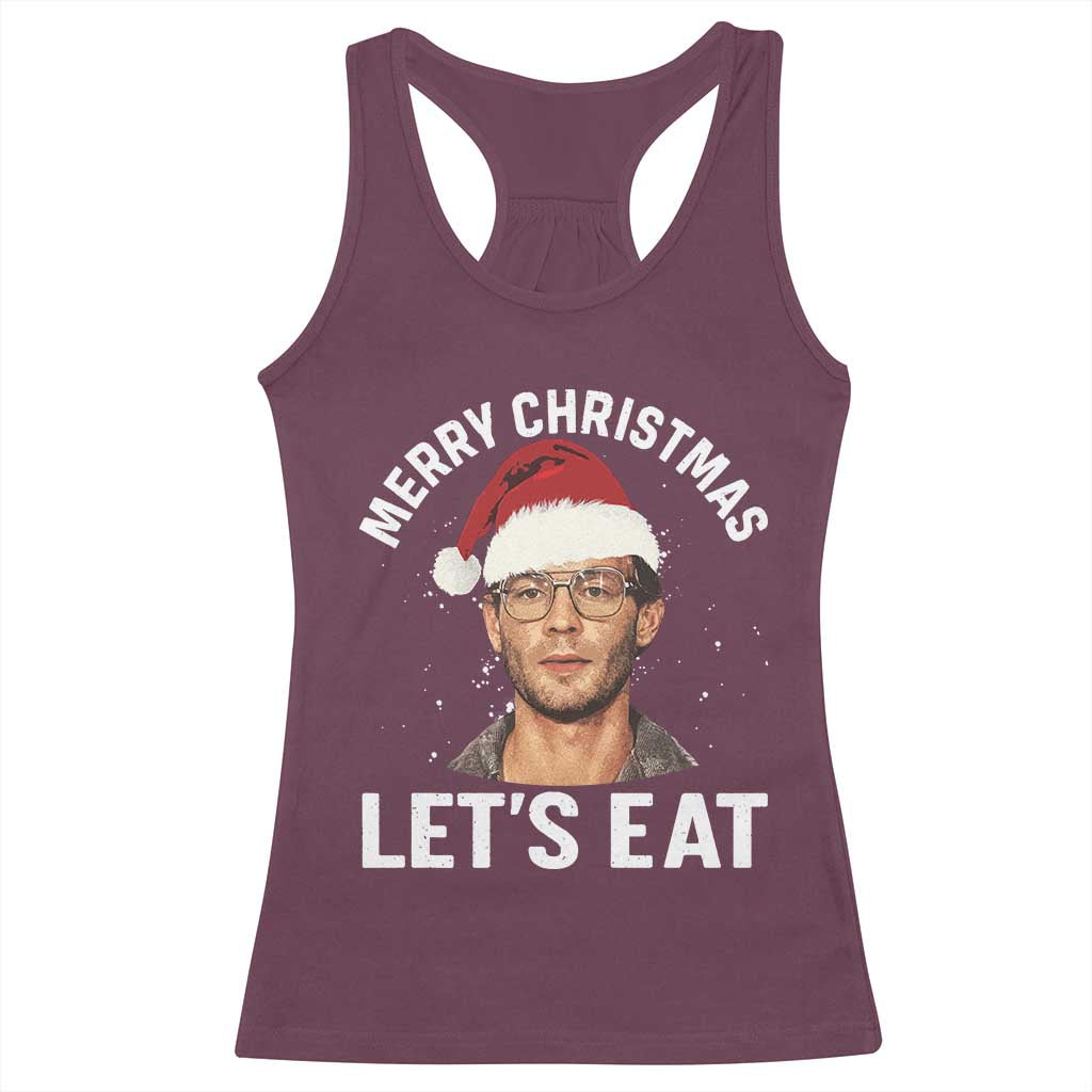 True Crime Ugly Christmas Racerback Tank Top Funny Jeffrey Dahmer Merry Xmas Lets Eat - Wonder Print Shop