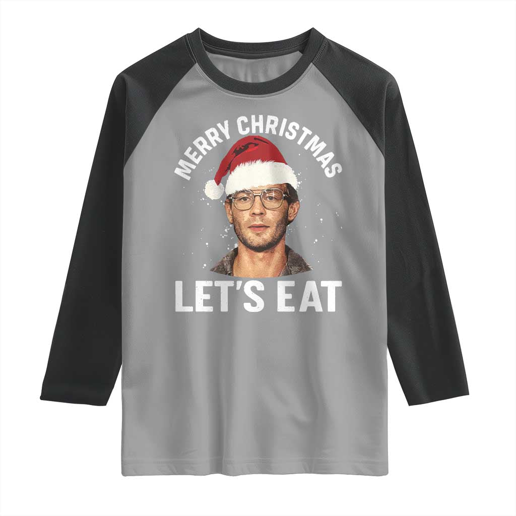 True Crime Ugly Christmas Raglan Shirt Funny Jeffrey Dahmer Merry Xmas Lets Eat - Wonder Print Shop