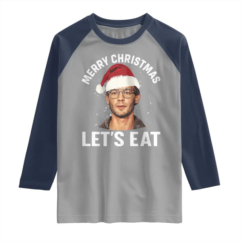 True Crime Ugly Christmas Raglan Shirt Funny Jeffrey Dahmer Merry Xmas Lets Eat - Wonder Print Shop