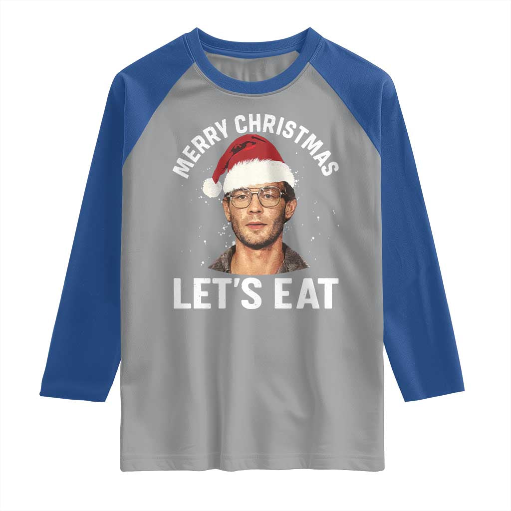 True Crime Ugly Christmas Raglan Shirt Funny Jeffrey Dahmer Merry Xmas Lets Eat - Wonder Print Shop
