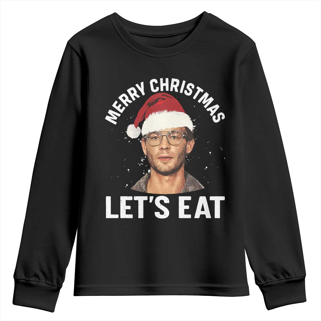 True Crime Ugly Christmas Youth Sweatshirt Funny Jeffrey Dahmer Merry Xmas Lets Eat - Wonder Print Shop