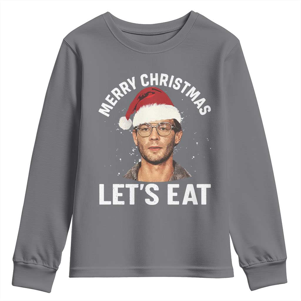 True Crime Ugly Christmas Youth Sweatshirt Funny Jeffrey Dahmer Merry Xmas Lets Eat - Wonder Print Shop