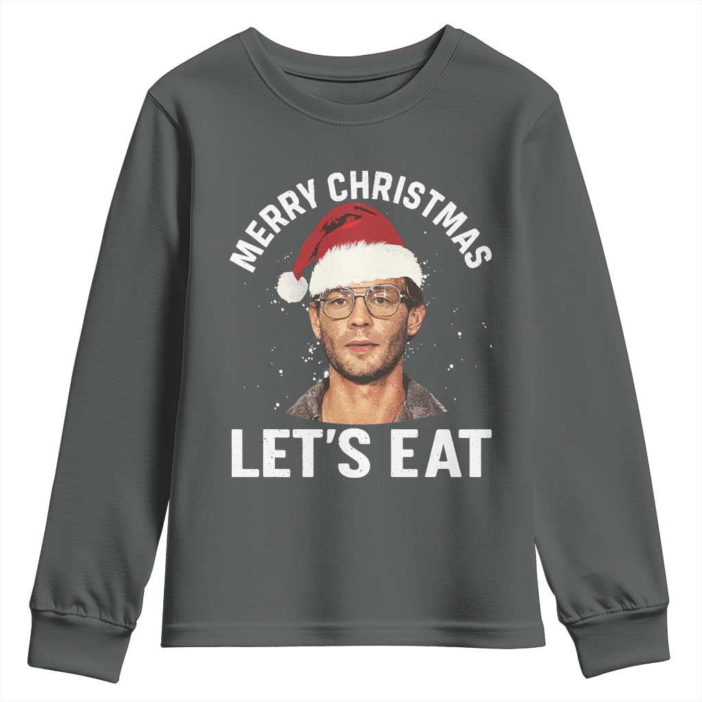True Crime Ugly Christmas Youth Sweatshirt Funny Jeffrey Dahmer Merry Xmas Lets Eat - Wonder Print Shop