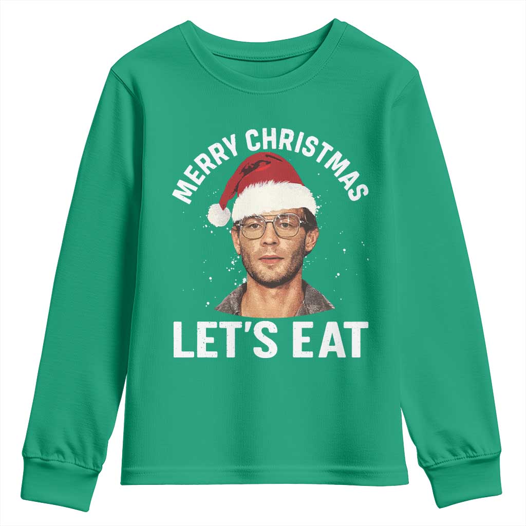 True Crime Ugly Christmas Youth Sweatshirt Funny Jeffrey Dahmer Merry Xmas Lets Eat - Wonder Print Shop
