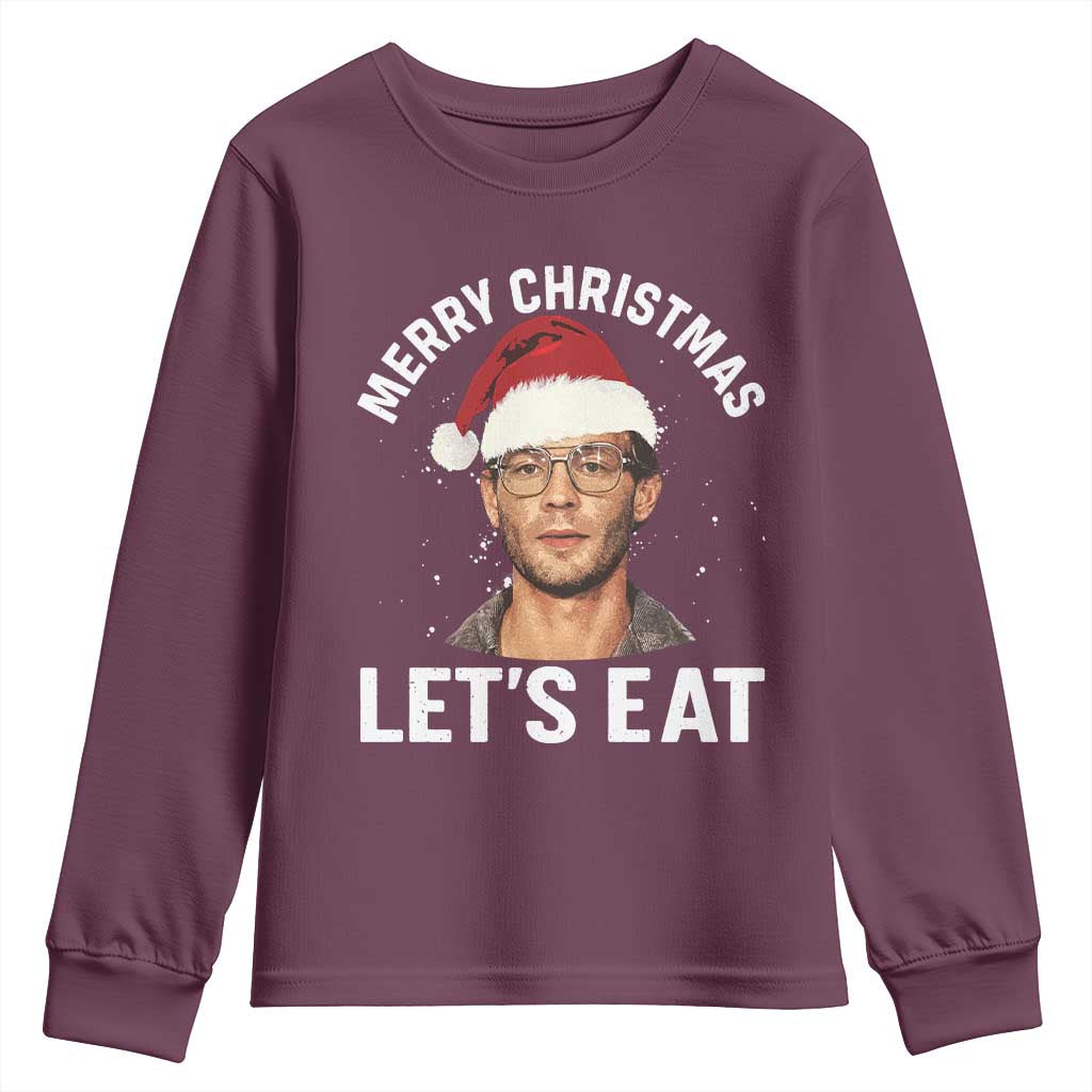 True Crime Ugly Christmas Youth Sweatshirt Funny Jeffrey Dahmer Merry Xmas Lets Eat - Wonder Print Shop