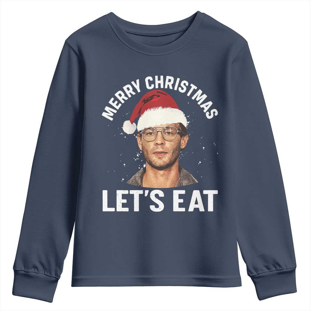 True Crime Ugly Christmas Youth Sweatshirt Funny Jeffrey Dahmer Merry Xmas Lets Eat - Wonder Print Shop