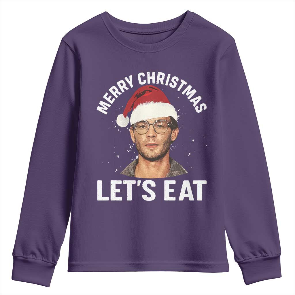 True Crime Ugly Christmas Youth Sweatshirt Funny Jeffrey Dahmer Merry Xmas Lets Eat - Wonder Print Shop